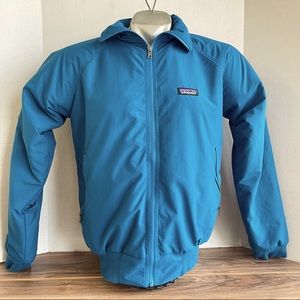 Vintage Patagonia Men's Blue Grey Fleece-Lined Bomber '90s Size Small